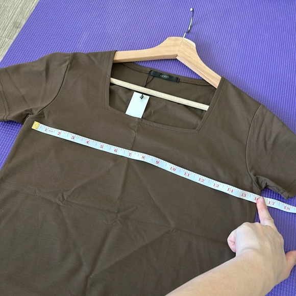 NWT LEMUI Square neck TSHIRT OLIVE/Khaki - Picture 2 of 6